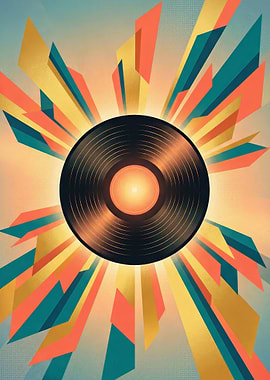 Retro Vinyl Record Burst