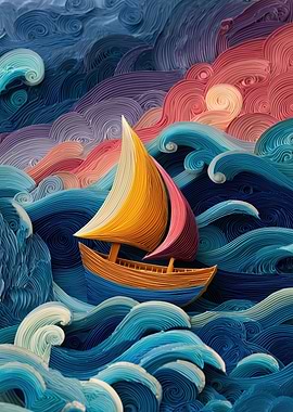 Sailing Through Color – Abstract Ocean Dream