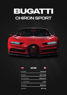 Bugatti Chiron Sport Car Poster