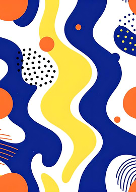 Abstract Wavy Shapes and Dots