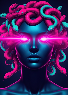 Medusa with Neon Snakes