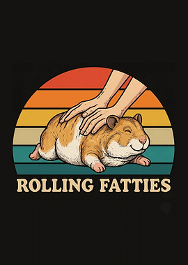 Rolling Fatties Hamster Retro Sunset