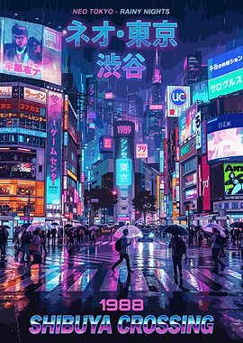 Neo Tokyo Shibuya Crossing 1988