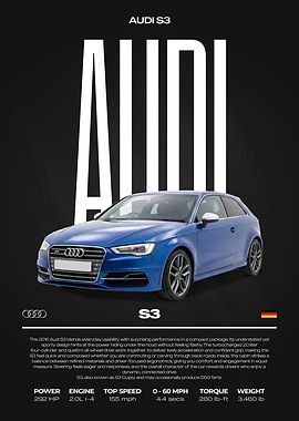 Audi S3 Car Poster
