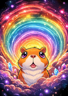 Cute Hamster in a Cosmic Rainbow