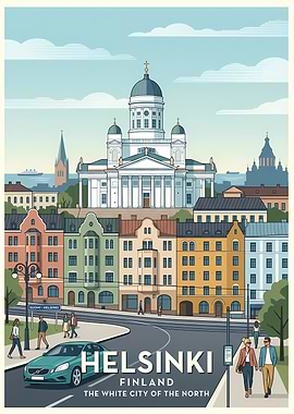 Helsinki, Finland Travel Poster