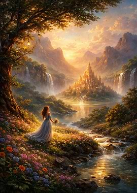 Enchanting Fantasy Landscape with Castle