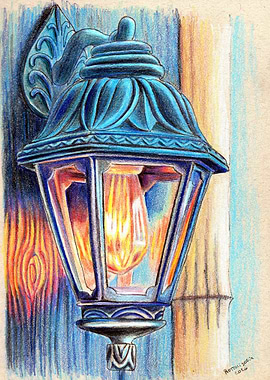 Vintage Lantern with Glowing Bulb