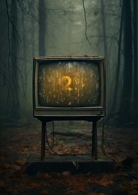 Retro TV in a Foggy Forest