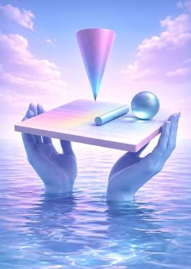 Surreal Geometric Balance in Water