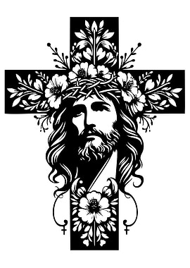 Jesus Christ Cross Floral Design