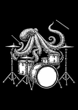 Octopus playing drums
