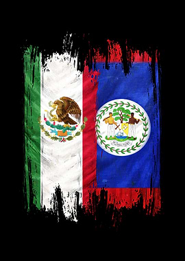 Mexico and Belize Flags
