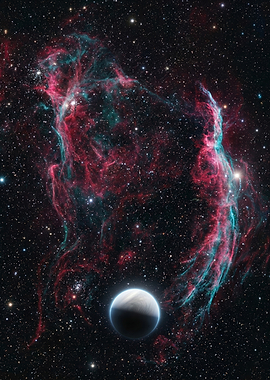 Planet and Nebula in Space