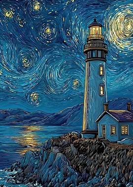 Starry Night Lighthouse