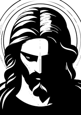 Jesus Christ Black and White Portrait