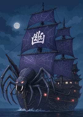 Spider Ship with Japanese Architecture