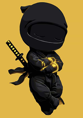 Ninja with Katana golden