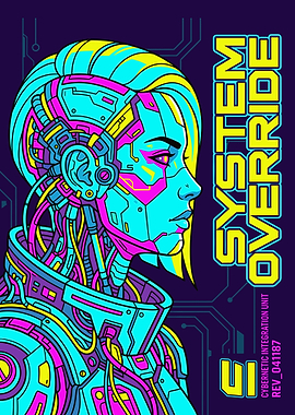 Cybernetic Woman with Neon Accents