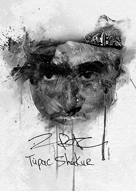 Tupac Shakur Watercolor Portrait