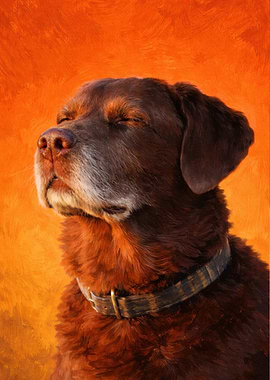 Chocolate Lab with Eyes Closed