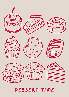 Dessert Time Illustration, sweet dessert lover gift