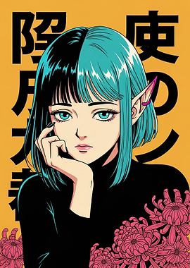 Anime Elf Girl with Two-Tone Hair