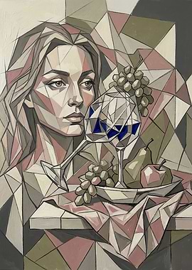 Cubist Portrait with Still Life