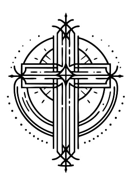 Geometric Cross with Circular Design