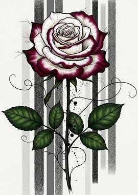 Elegant White and Burgundy Rose