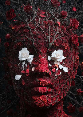 Rose Face with White Flowers