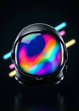 Astronaut Helmet with Rainbow Reflection