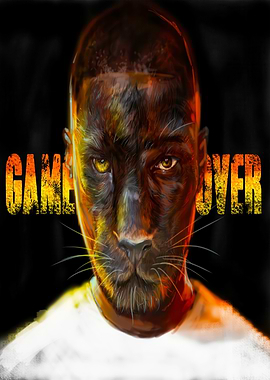 Man with Panther Face and Game Over Text