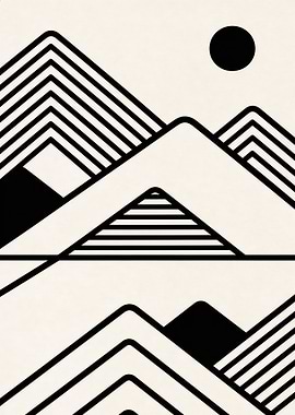 Minimalist Geometric Mountain Landscape