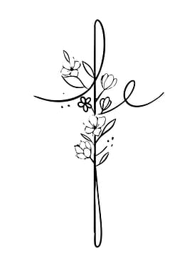 Floral Cross Tattoo Design