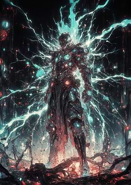 Cosmic Warrior with Energy Aura