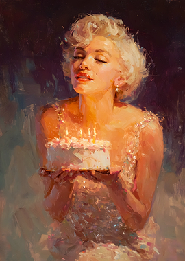 Marilyn Monroe with Birthday Cake