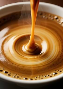 Espresso Pouring into Coffee