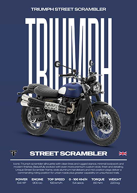 Triumph Street Scrambler Motorcycle Poster