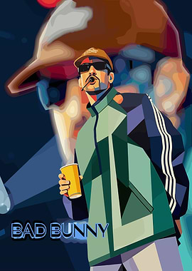Bad Bunny Pop Art Portrait