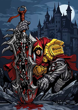 Dark Knight with Bloody Sword