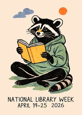 Reading Raccoon Poster Print