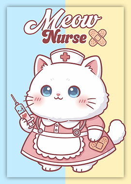 Cute Nurse Cat with Syringe