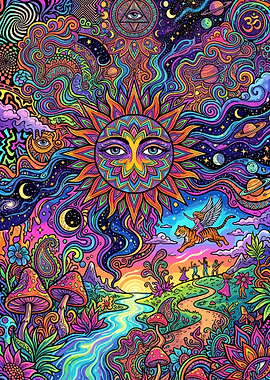 Visionary Cosmic Sun Psychedelic