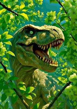 T-Rex in Lush Greenery