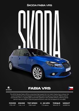 Škoda Fabia VRS Car Poster