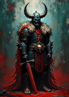Demonic Warrior with Horned Helmet