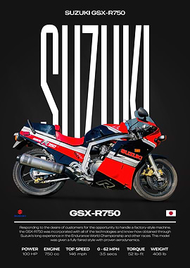 Suzuki GSX-R750 Motorcycle Poster