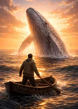 Man in Boat Encounters Breaching Whale