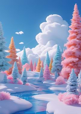 Whimsical Winter Wonderland Landscape